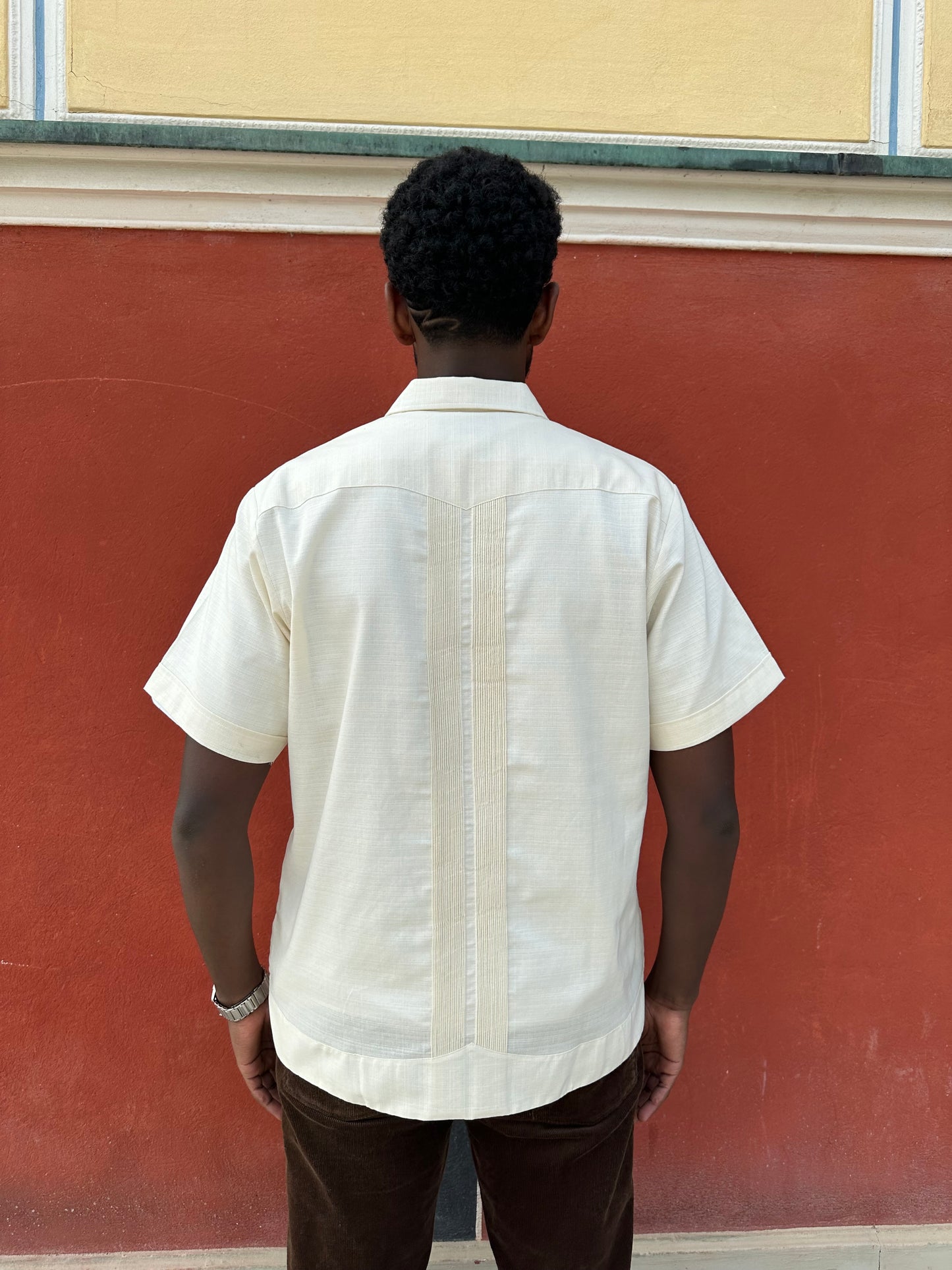 BEIGE  "GUAYABERA" SHORT SLEEVE