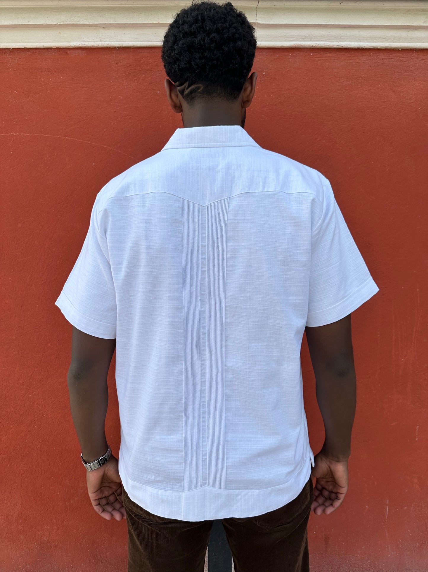 WHITE "GUAYABERA" SHORT SLEEVE