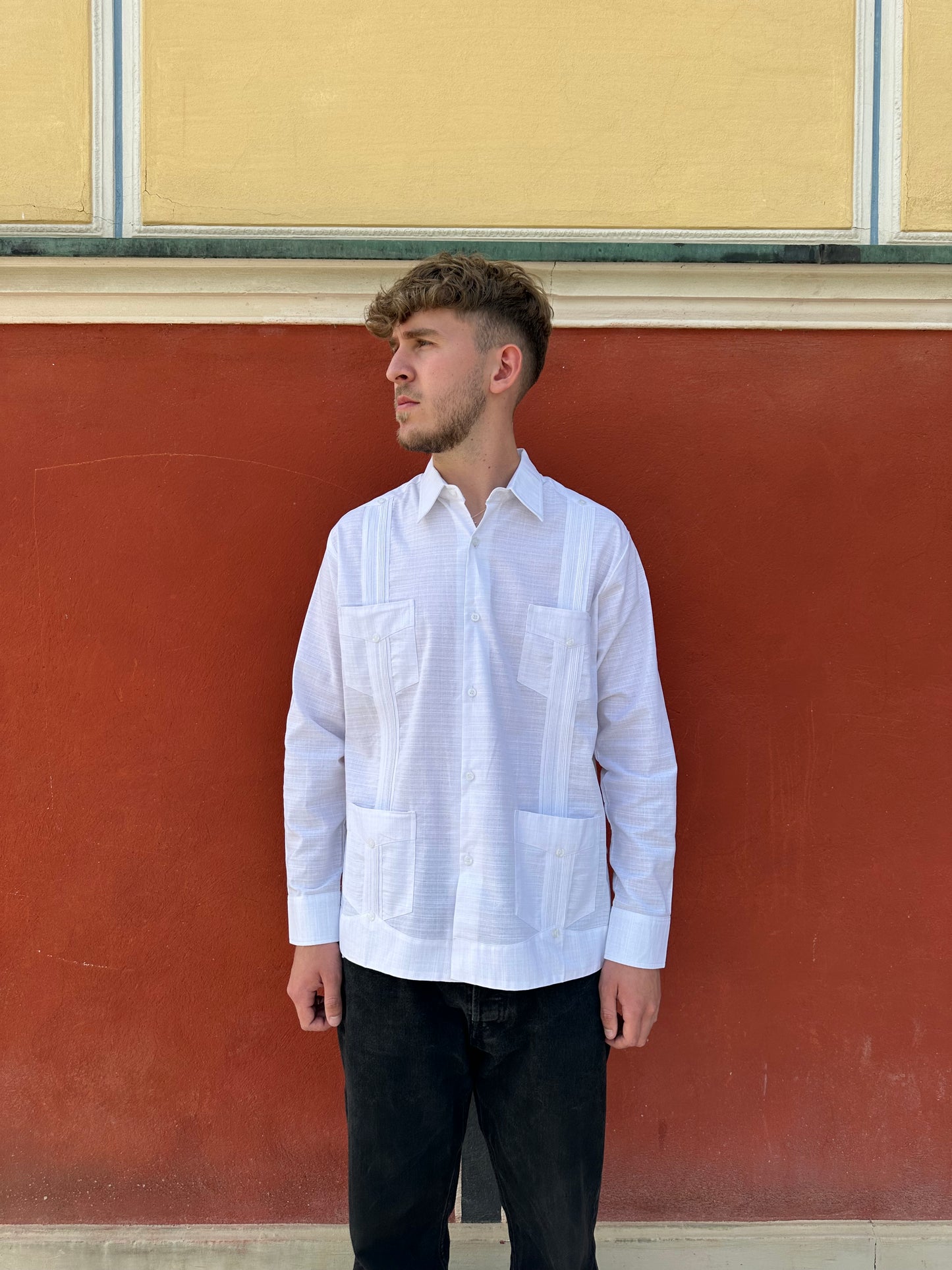 WHITE "GUAYABERA"LONG SLEEVE