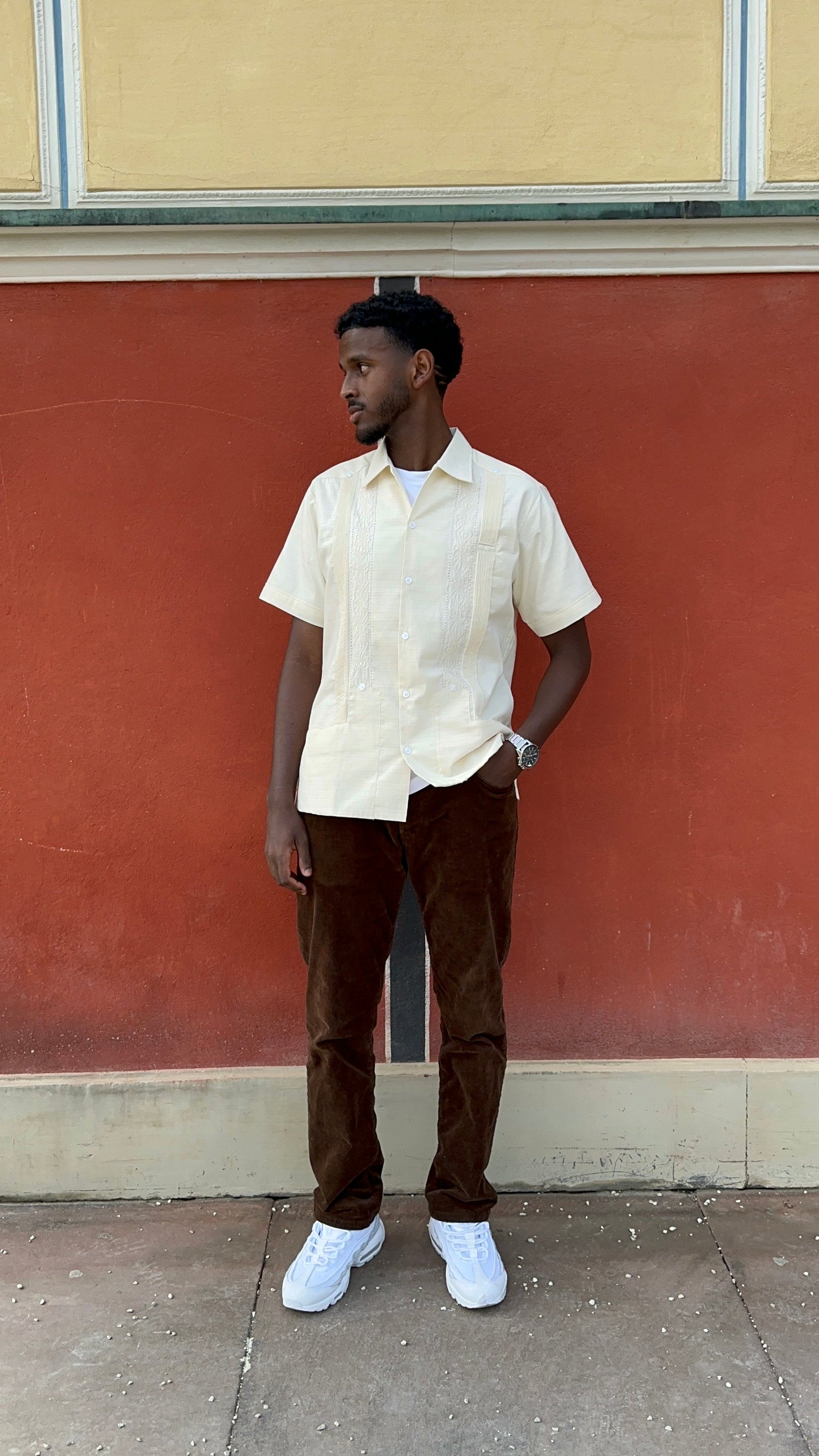 BEIGE  "GUAYABERA" SHORT SLEEVE